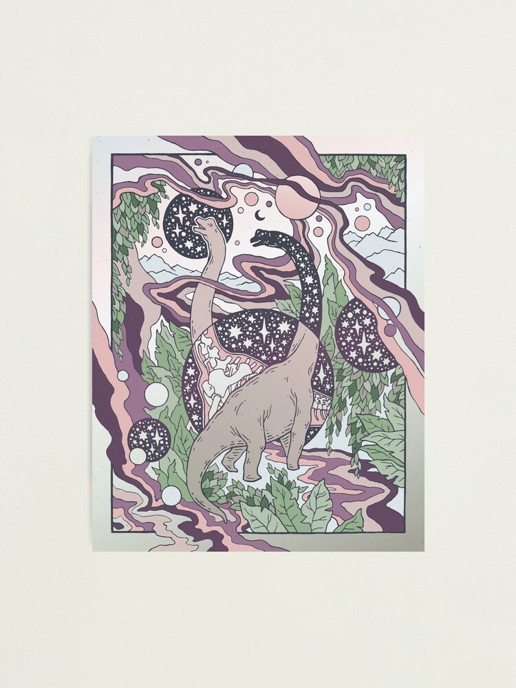 Thumbnail 2 of 3, Photographic Print, Jurassic Portal | Purple Haze Palette | Dinosaur Science Fiction Art designed and sold by OMEGAFAUNA.