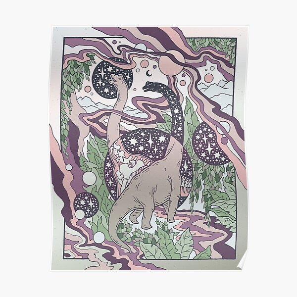 Jurassic Portal | Purple Haze Palette | Dinosaur Science Fiction Art Poster
