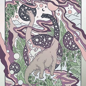 Artwork thumbnail, Jurassic Portal | Purple Haze Palette | Dinosaur Science Fiction Art by OMEGAFAUNA