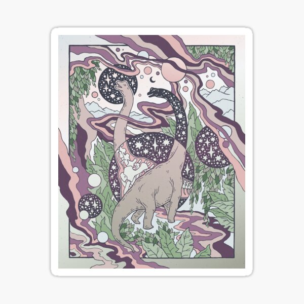 Jurassic Portal | Purple Haze Palette | Dinosaur Science Fiction Art Sticker