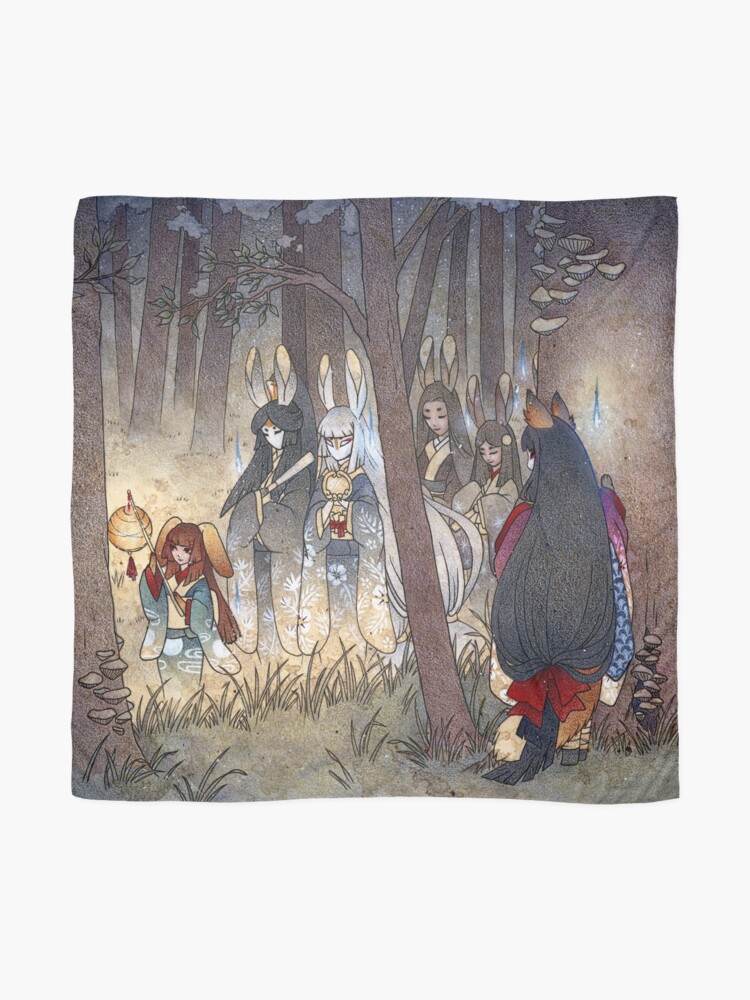 Alternate view of Procession - Kitsune Fox Rabbit Yokai Scarf