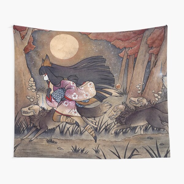 Running With Monsters - TeaKitsune Fox Yokai Tapestry