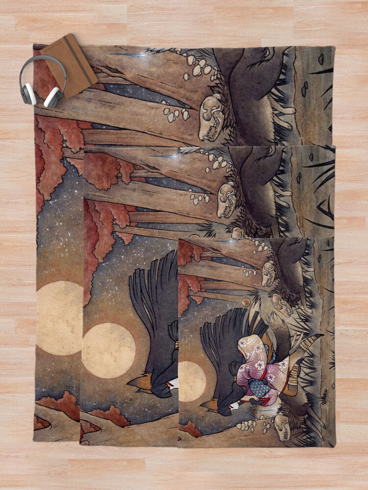 Alternate view of Running With Monsters - TeaKitsune Fox Yokai Throw Blanket