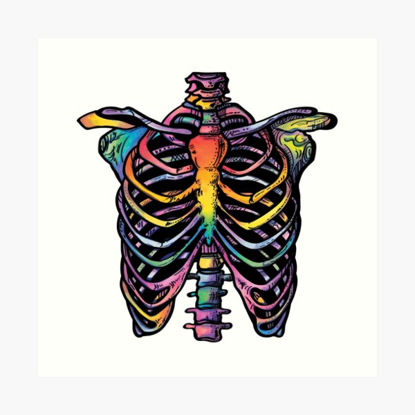 Rainbow Ribcage Skeleton Art Print