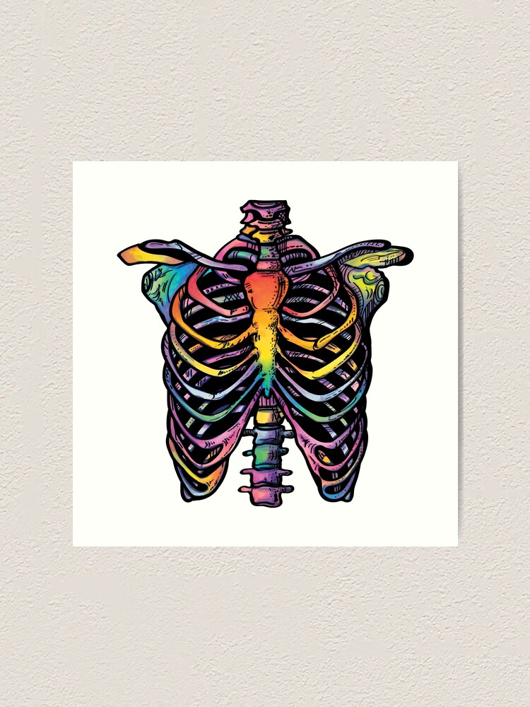 Alternate view of Rainbow Ribcage Skeleton Art Print