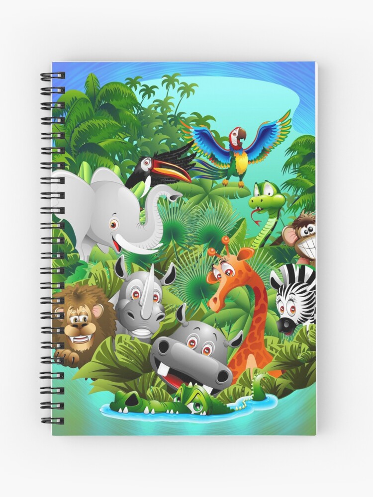 Cuaderno de espiral «Dibujos animados de animales salvajes en la selva» de  BluedarkArt | Redbubble