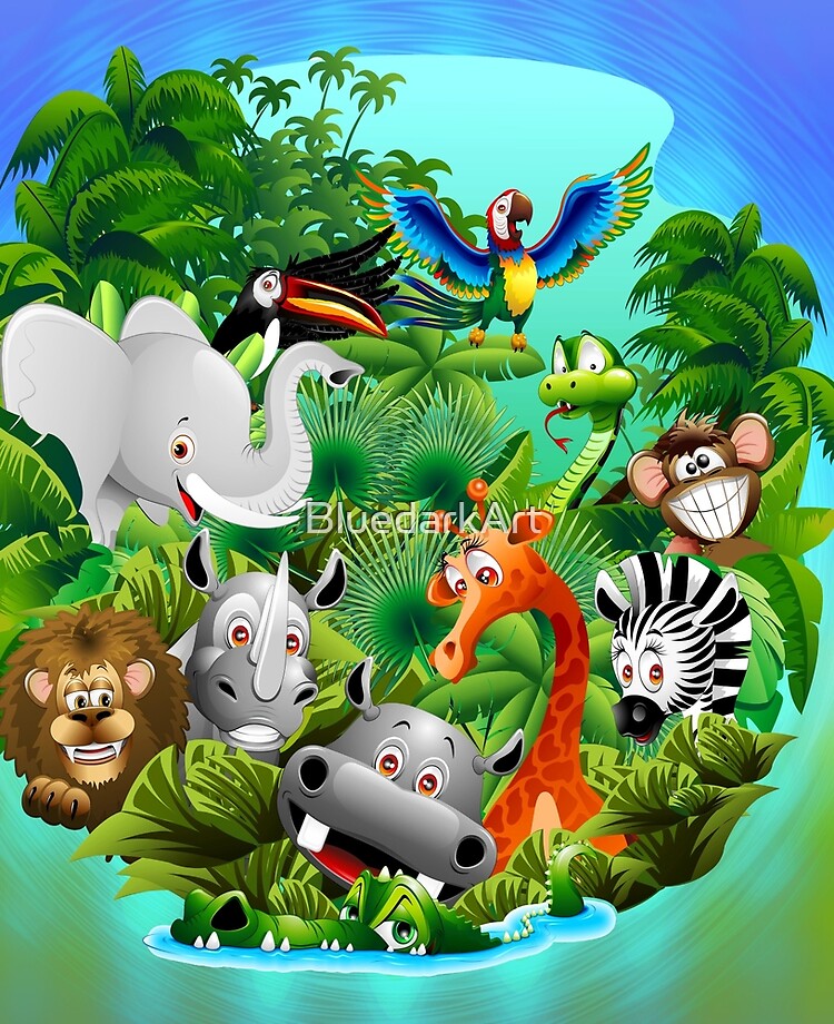 Wild Animals Cartoon On Jungle Ipad Case Skin By Bluedarkart Redbubble