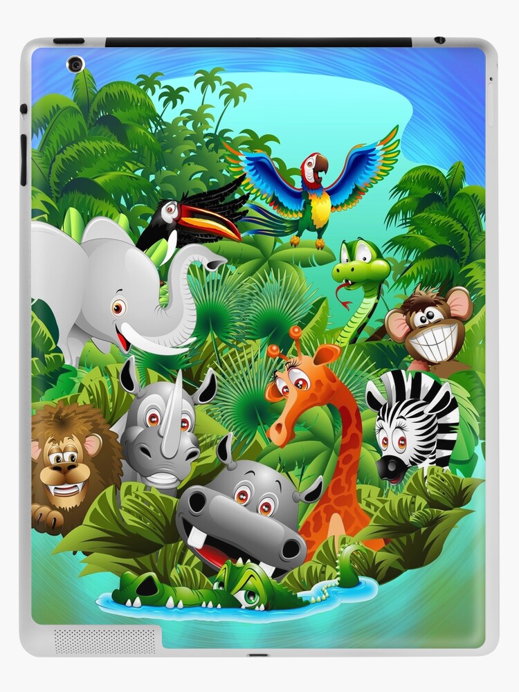 Wild Animals Cartoon On Jungle Ipad Case Skin By Bluedarkart Redbubble