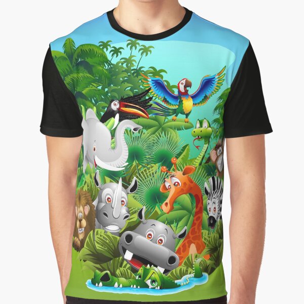 Item preview, Wild Animals Cartoon on Jungle designed and sold by BluedarkArt.
