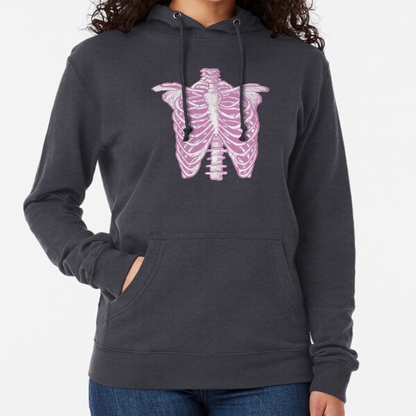 Pink Ribcage Skeleton Lightweight Hoodie