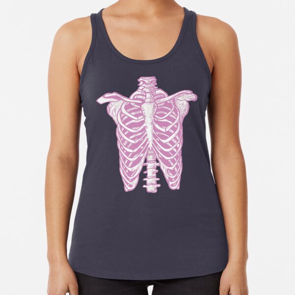 Pink Ribcage Skeleton Racerback Tank Top