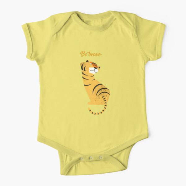 Illustration Kinderzimmer mit Tiger und Typografie – Be brave tiger Baby Body Kurzarm