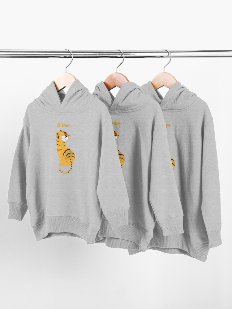 Alternate view of Illustration of children's room with tiger and typography - Be brave tiger Toddler Pullover Hoodie