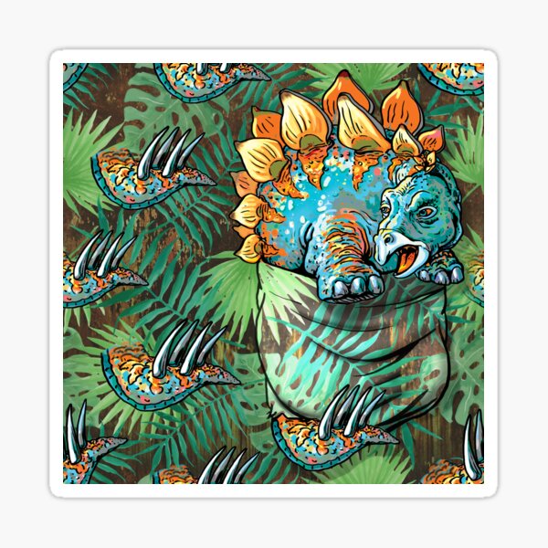Pocket Stegosaurus Pattern 1 Sticker