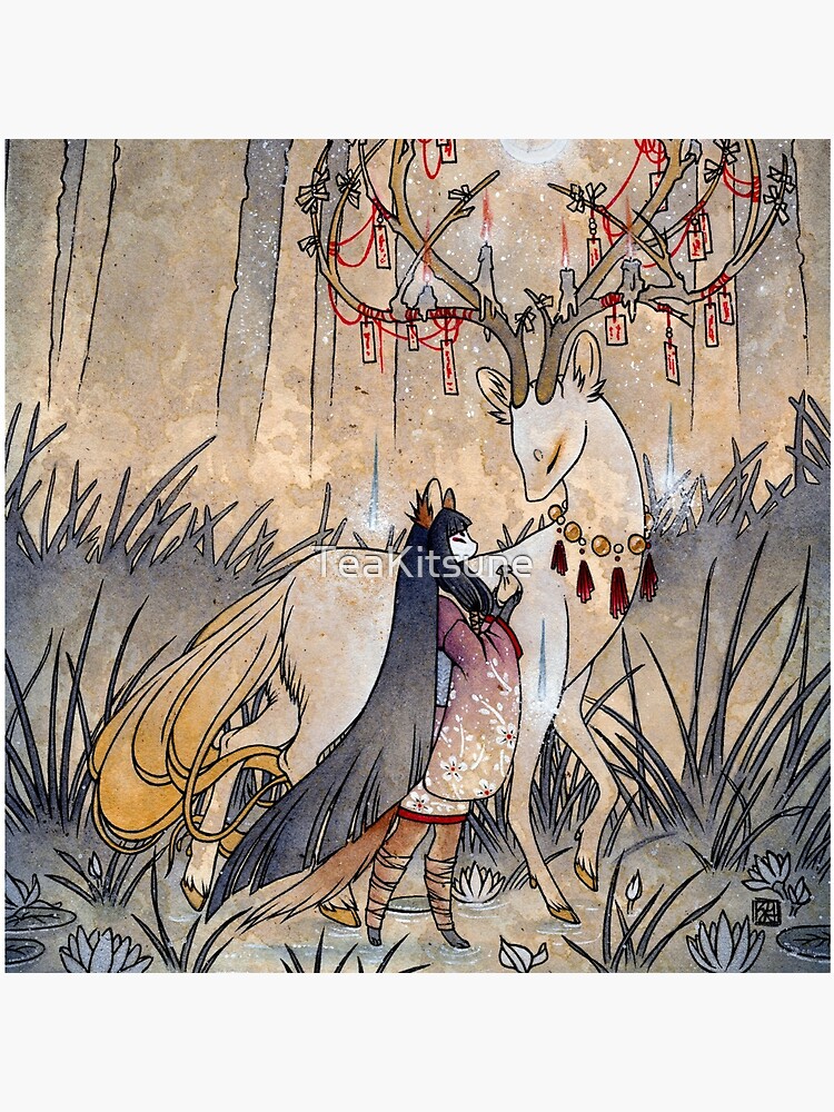 The Wish - Kitsune Fox Deer Yokai by TeaKitsune