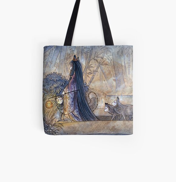 Silent Crossing - Kitsune Fox Yokai All Over Print Tote Bag
