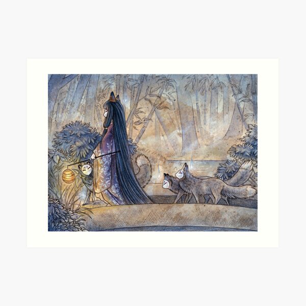 Silent Crossing - TeaKitsune Fox Yokai Art Print