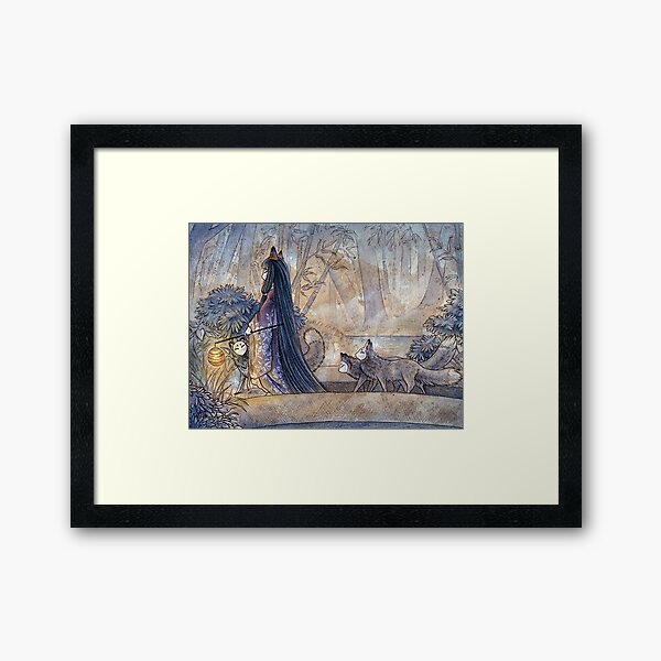 Silent Crossing - TeaKitsune Fox Yokai Framed Art Print