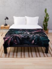 Night Wild Jungle Tropical Parrots Throw Blanket