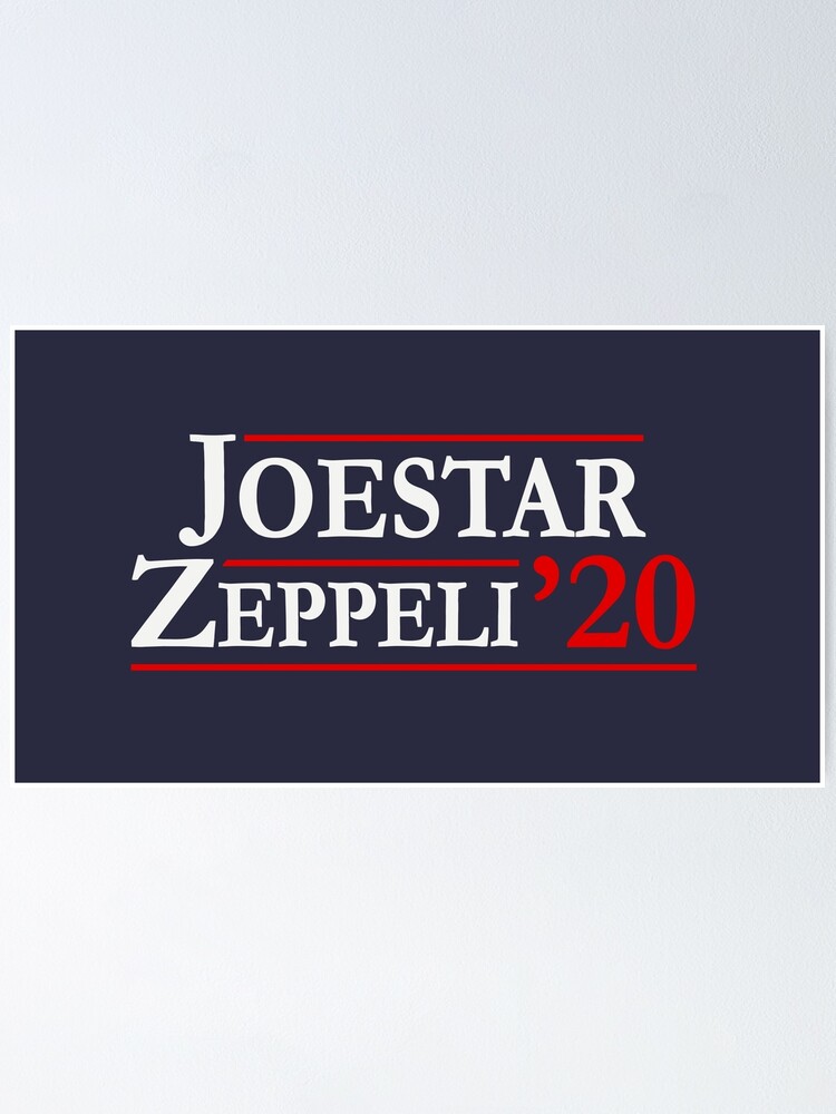 Joestar Zeppeli Campaign Red White On Navy Poster By Anchorblade Redbubble