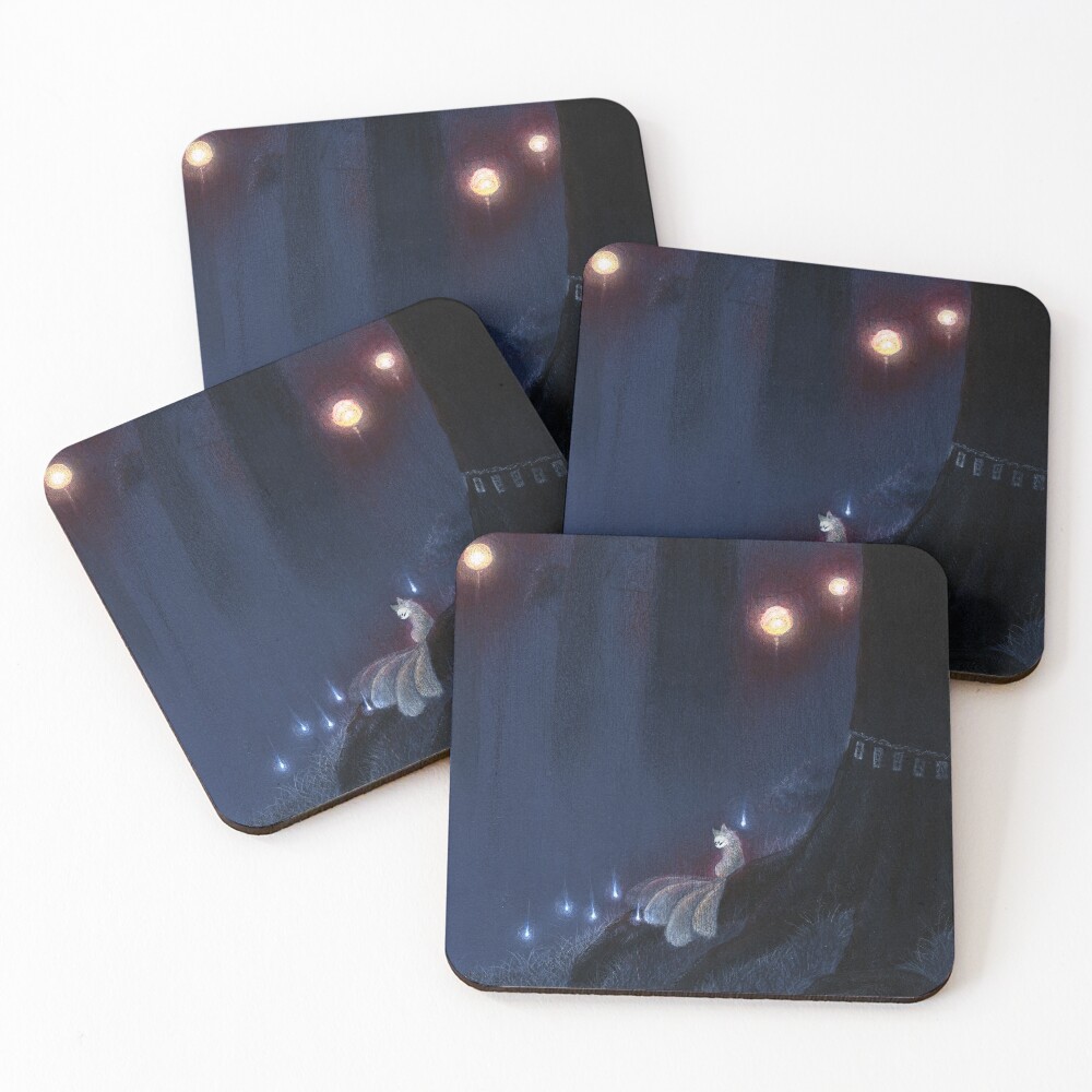 Forest Ghost - TeaKitsune Fox Yokai Coasters (Set of 4)