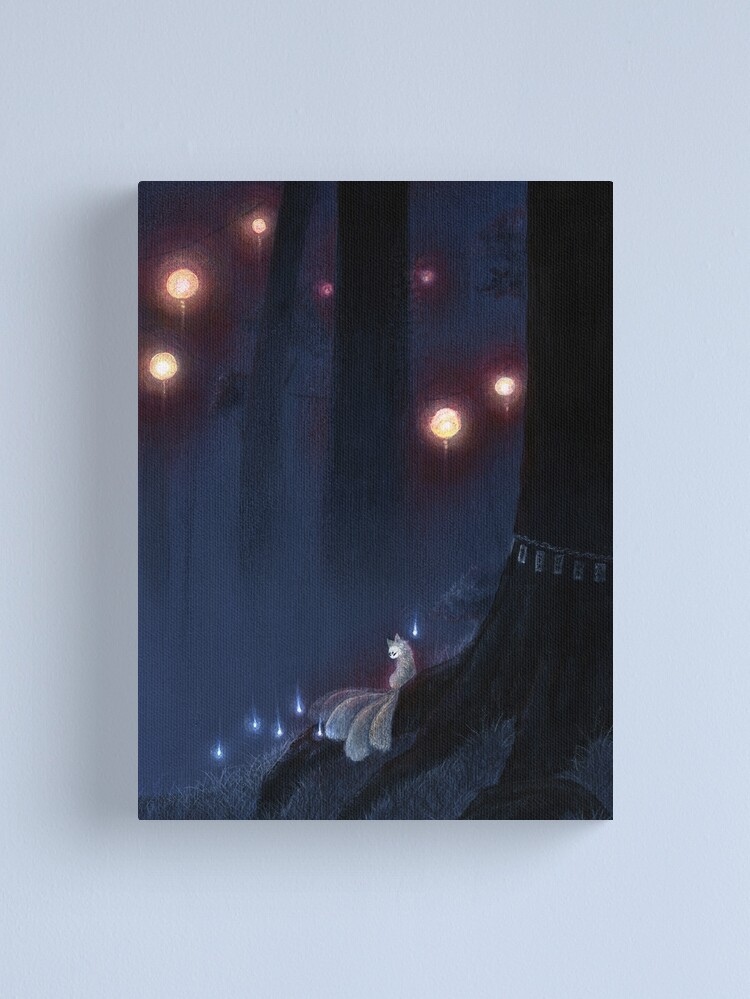 Alternate view of Forest Ghost - TeaKitsune Fox Yokai Canvas Print