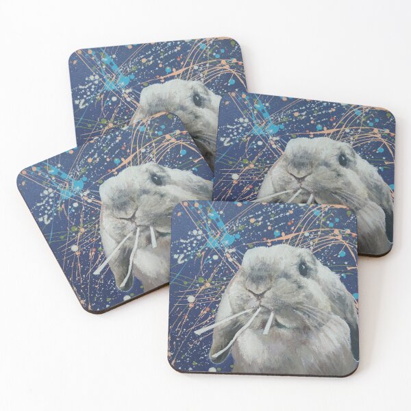 Item preview, 'Snoopy!'  Cute bunny painting with abstract background designed and sold by Studio Fluffle.