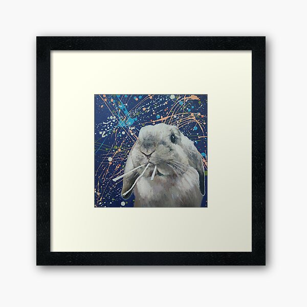 'Snoopy!'  Cute bunny painting with abstract background Framed Art Print