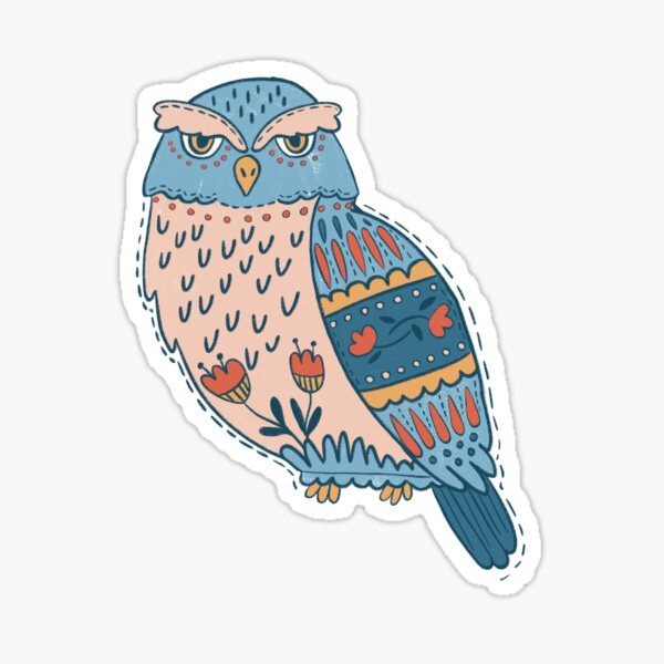 Item preview, Folk Art Owl designed and sold by latheandquill.