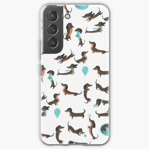 Dachshund Sausage Dog Pattern in Green Samsung Galaxy Soft Case