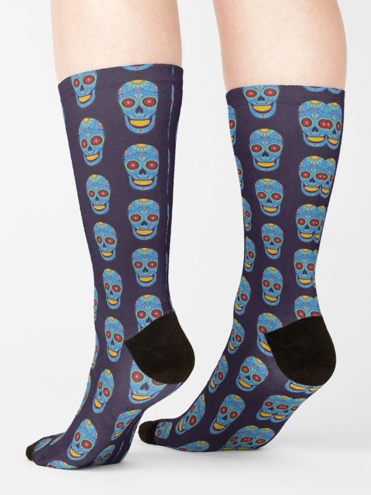 Alternate view of Blue Sugar Skull Socks