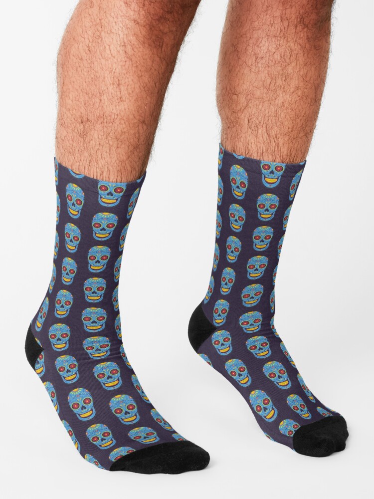 Alternate view of Blue Sugar Skull Socks