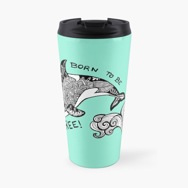 Born To Be Free Orca Zentangle Travel Mug