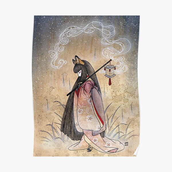 Bad Thoughts - Kitsune Fox Yokai Poster