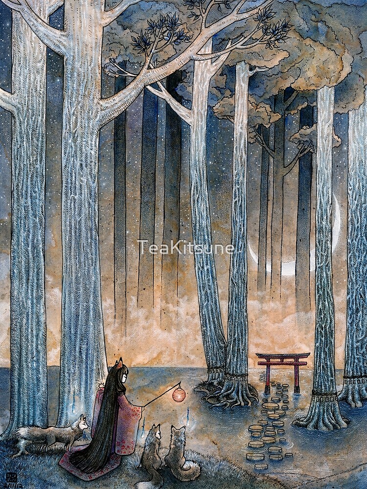 Thumbnail 3 of 3, Canvas Print, Path Towards the Moon Gate designed and sold by TeaKitsune.