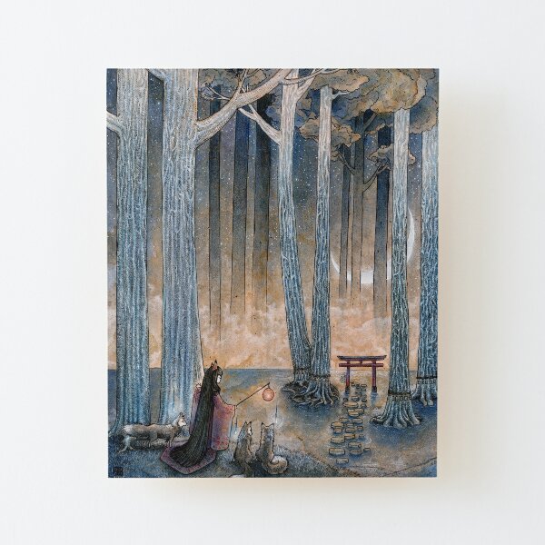 Beginning - Kitsune Fox Yokai Japanese Wood Mounted Print