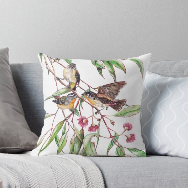 Item preview, Spotted Pardalotes on Pink Flowering Gum designed and sold by Meaghan Roberts.