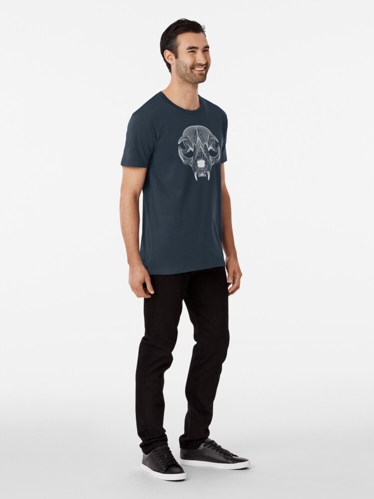 Alternate view of Silver Cat Skull Premium T-Shirt