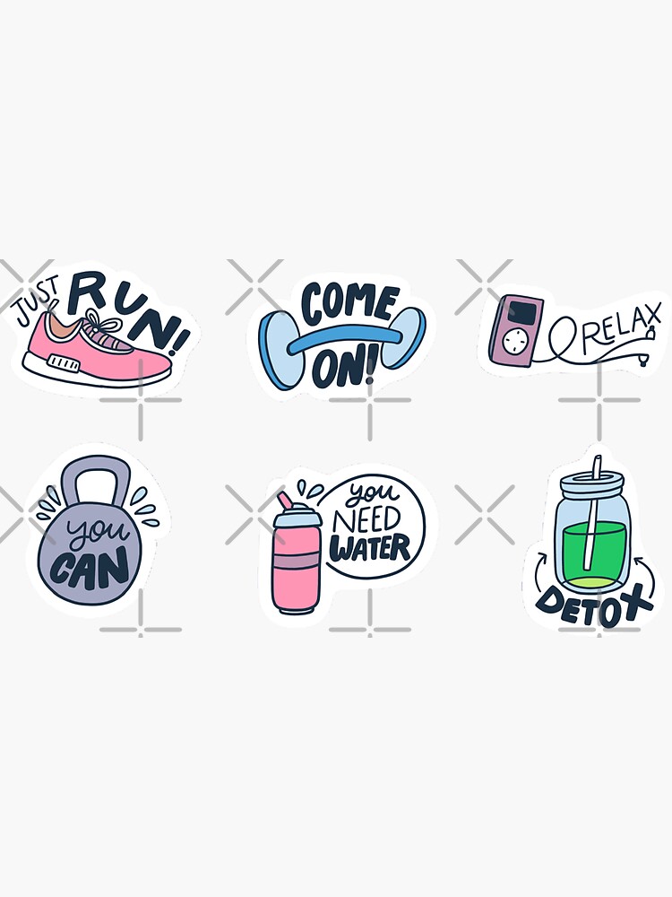 "Healthy Gym Water Bottle Laptop Sticker Pack" Sticker for Sale by PBANDJCO Redbubble