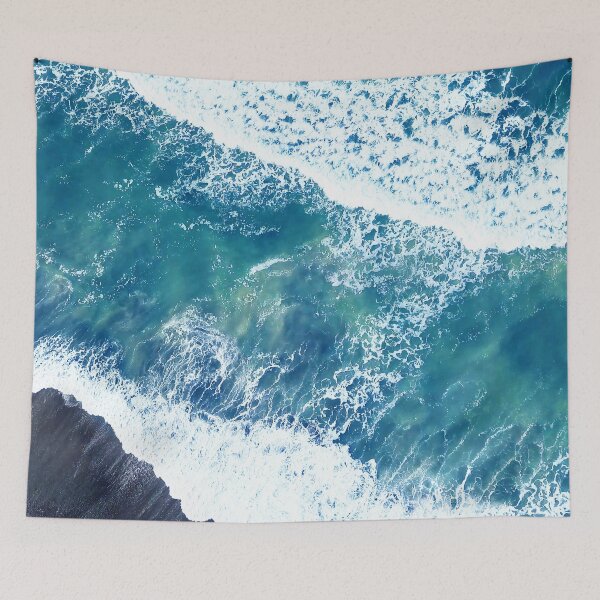 Item preview, Aerial view of Waves crashing on the beach designed and sold by StaySaltyArt.