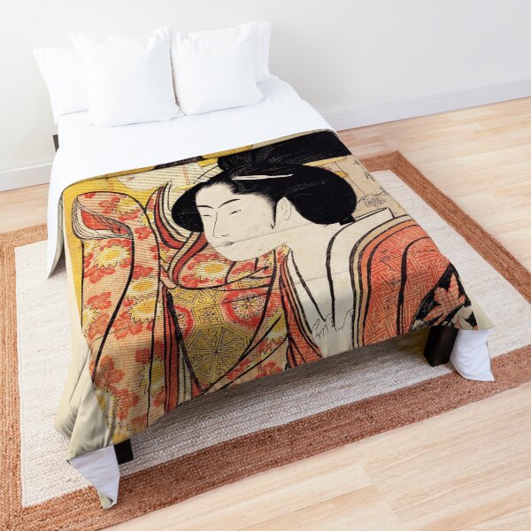 Two Beauties with Bamboo by Kitagawa Utamaro 1795 Comforter