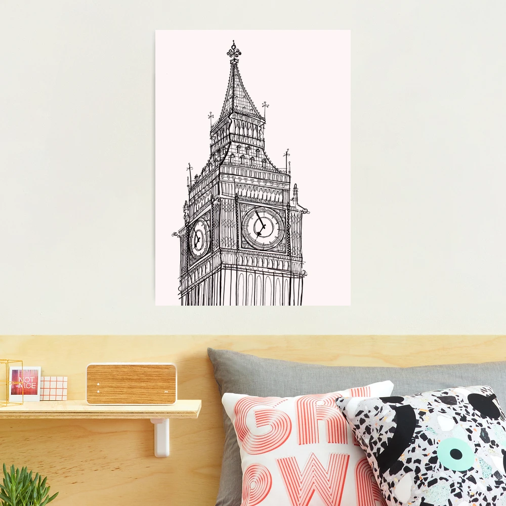 Big Ben Clock Tower - Paisagens de Viagem Londres Decalque de Parede Tamanho  Grande Personalizado Vinil Arte Adesivos Decoração 42 x 214 cm