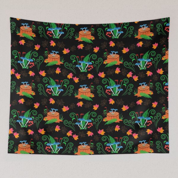 Item preview, magical blue mushroom on stump designed and sold by The Pattern Mill.