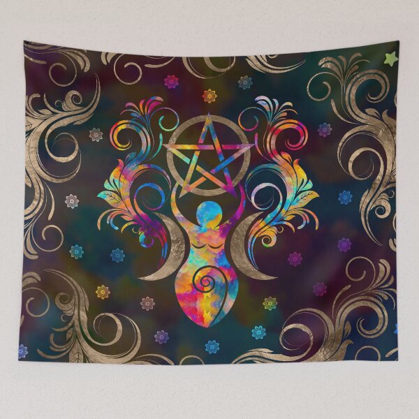 Item preview, Triple Moon Goddess with pentagram ornament designed and sold by k9printart.