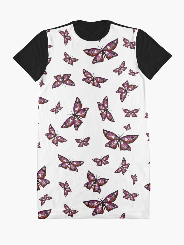 Alternate view of Fly With Pride: Lesbian Flag Butterfly Graphic T-Shirt Dress