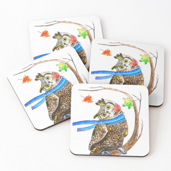 Item preview, owl on a branch autumn wind designed and sold by nemfisart.