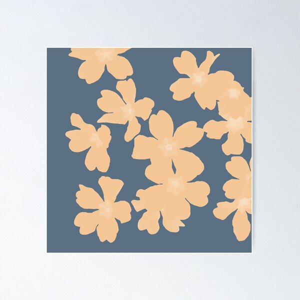 Item preview, Nude primroses floral pattern on blue designed and sold by by-jwp.