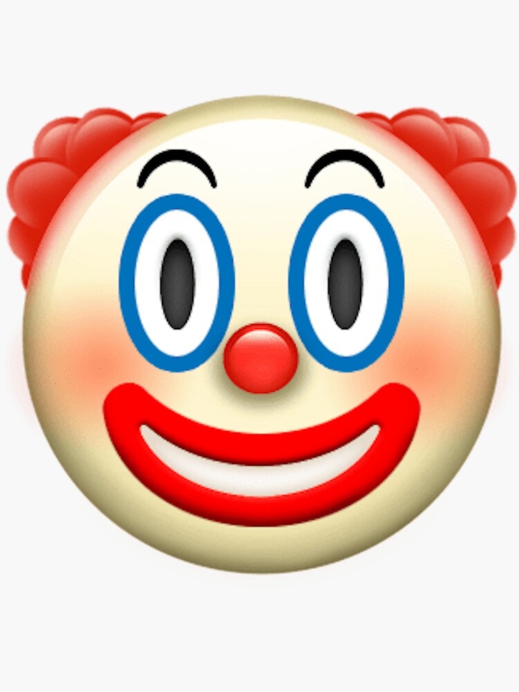 Clown Emoji Sticker By WuzzDuzz Redbubble   Bg,f8f8f8 Flat,750x,075,f Pad,750x1000,f8f8f8 