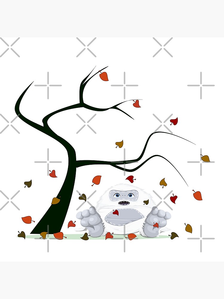 Autumn Design - Kawaii Little Yeti With Falling leaves by talgursmusthave