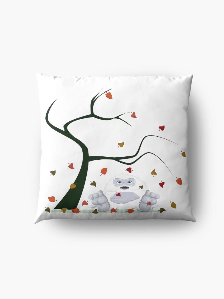 Alternate view of Autumn Design - Kawaii Little Yeti With Falling leaves Floor Pillow